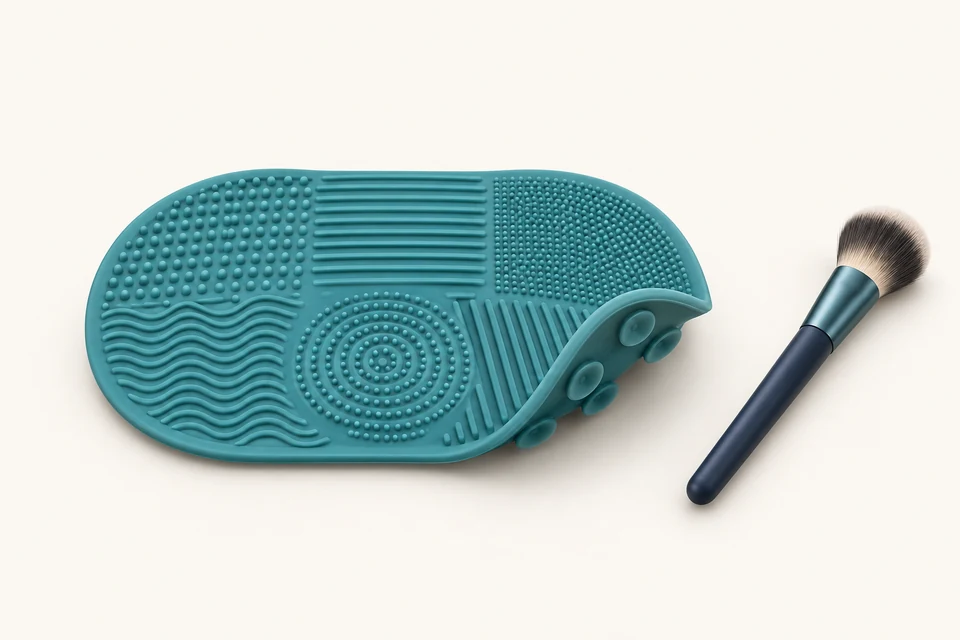 Концептуальная иллюстрация ИИ, не фотография товара: silicone makeup brush cleaning mat