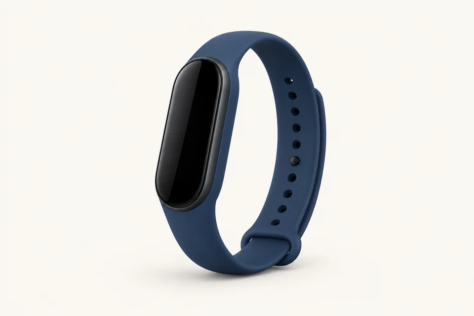 Концептуальная иллюстрация ИИ, не фотография товара: Smart fitness band with blood oxygen (SpO2) and sleep monitoring