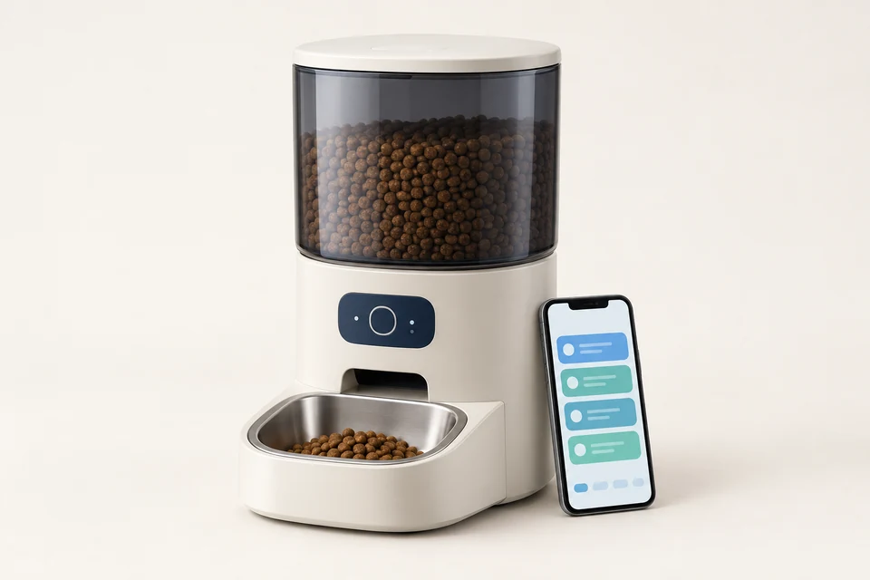 Smart pet feeders (Wi-Fi/app-controlled) — United States — Ilustração de produto gerada por IA