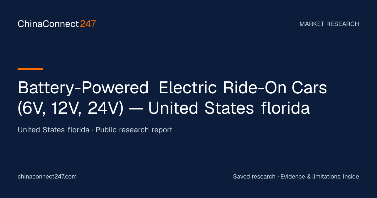 Battery-Powered Electric Ride-On Cars (6V, 12V, 24V) — United States florida — research report cover