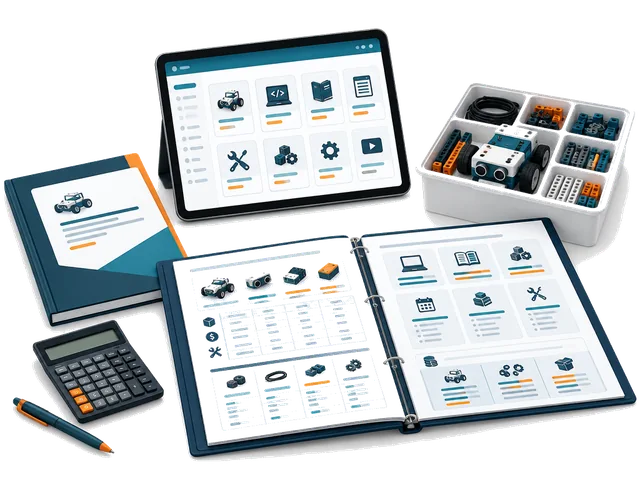 Teaching robotics kit, workbook and education equipment budget research.