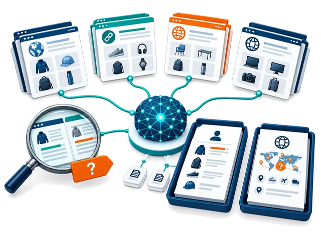 Public-source cards feed an AI analysis hub and two separate report panels.
