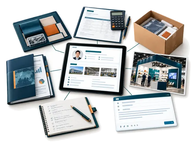 One supplier contact linked to reports, products, quotes, samples, tasks, photos and a follow-up draft.