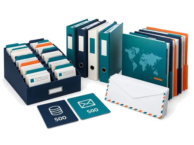 Conceptual illustration of Sourcing Agency: Research up to 500 companies, discover available products, and build an extensive supplier research pipeline. Or investigate 250 suppliers with both Company Research and Risk & Compliance reports. Includes 500 direct supplier emails. App research access is separate from managed sourcing services.