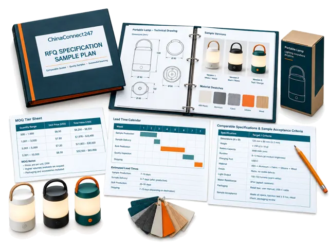 Prepare comparable supplier briefs covering specifications, MOQ tiers, packaging, samples, lead times and quality criteria.