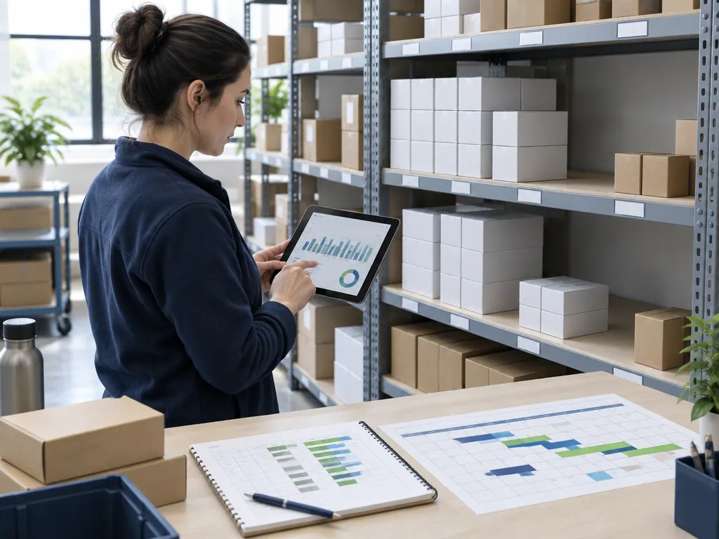 Een medewerker controleert de voorraad in de schappen aan de hand van voorraadtrends en een aanvulplan