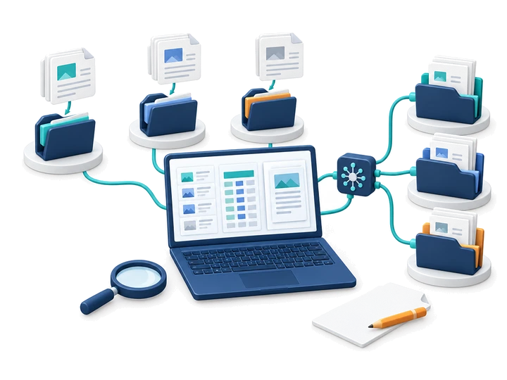AI-assisted tools organize source documents, comparisons and draft materials.